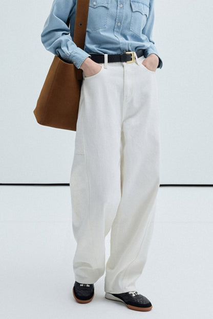 Layered Polo Collar Shirt White Jeans Set-UP