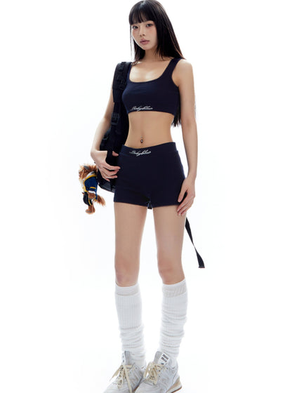 Basic Crop Top und Shorts Set-Up