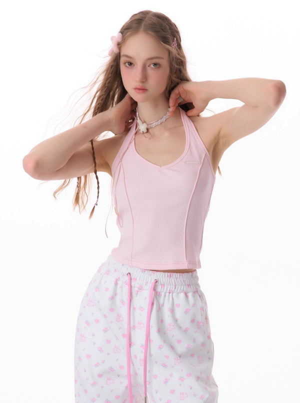 Retro Halter Neck Strapless Vest Top