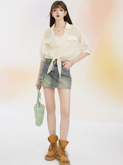 Short Sleeve Chiffon Shirt