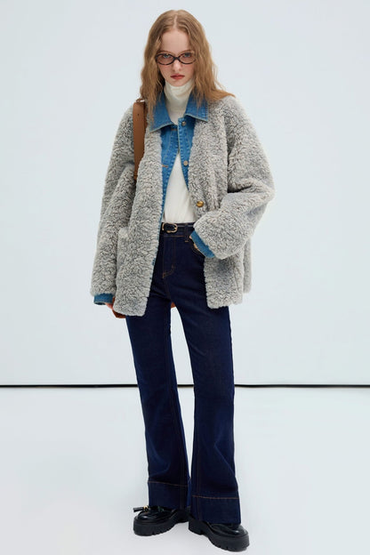 Lamb's Wool Suede Denim Coat