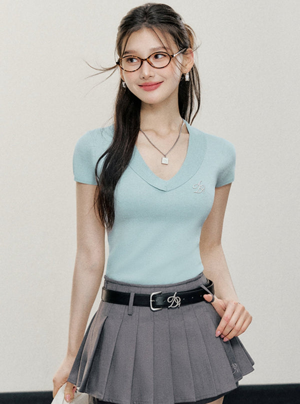 Short Sleeve Lapel Top