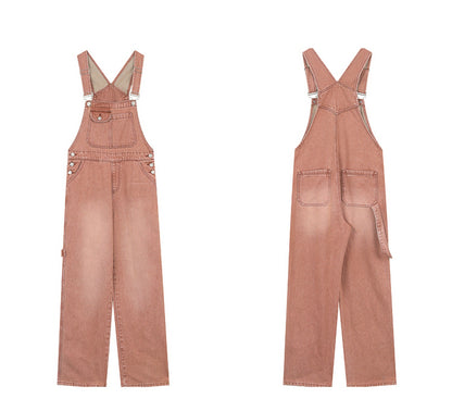 Vintage Denim Wide-Leg Bib Pants