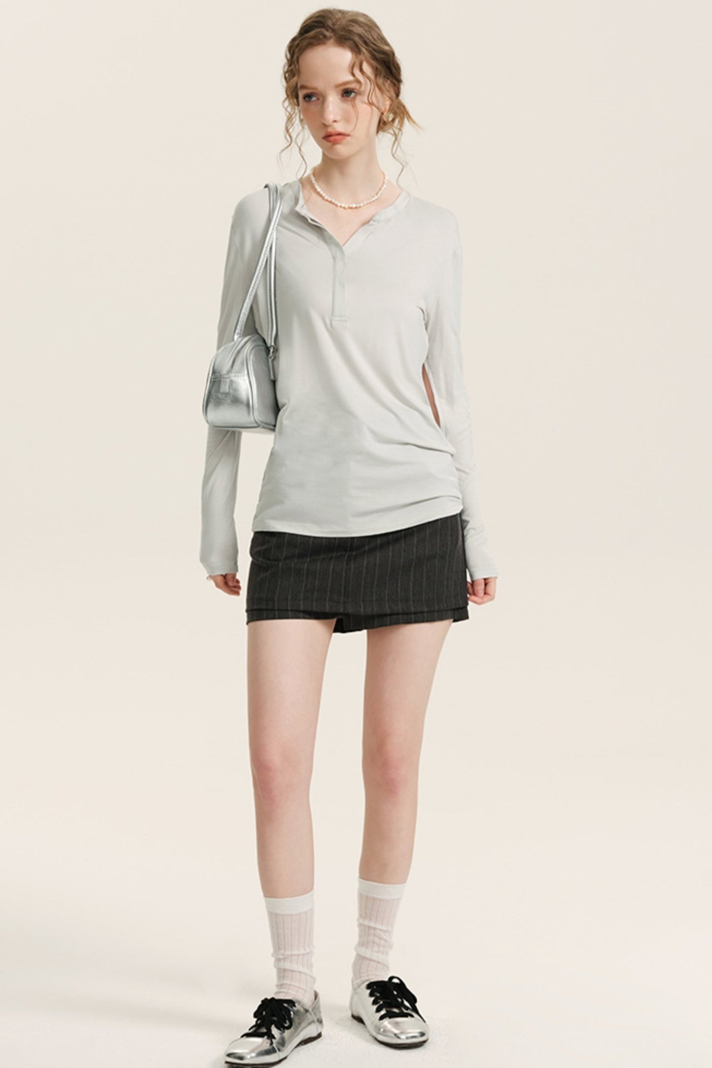 Henley Wool Open Sleeve T-Shirt