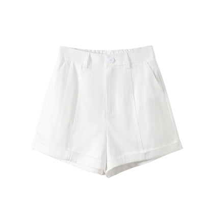 High-Waist White Casual Shorts