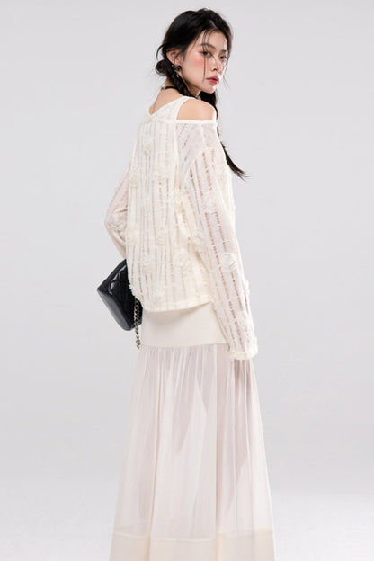 Sheer Patchwork Half Skirt