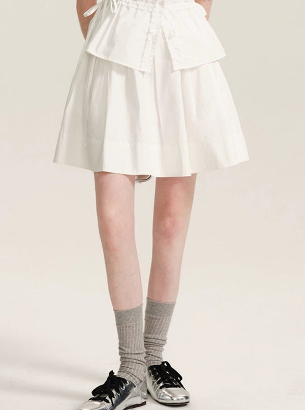 Drawstring Waist Puff Sleeve Shirt Set-Up