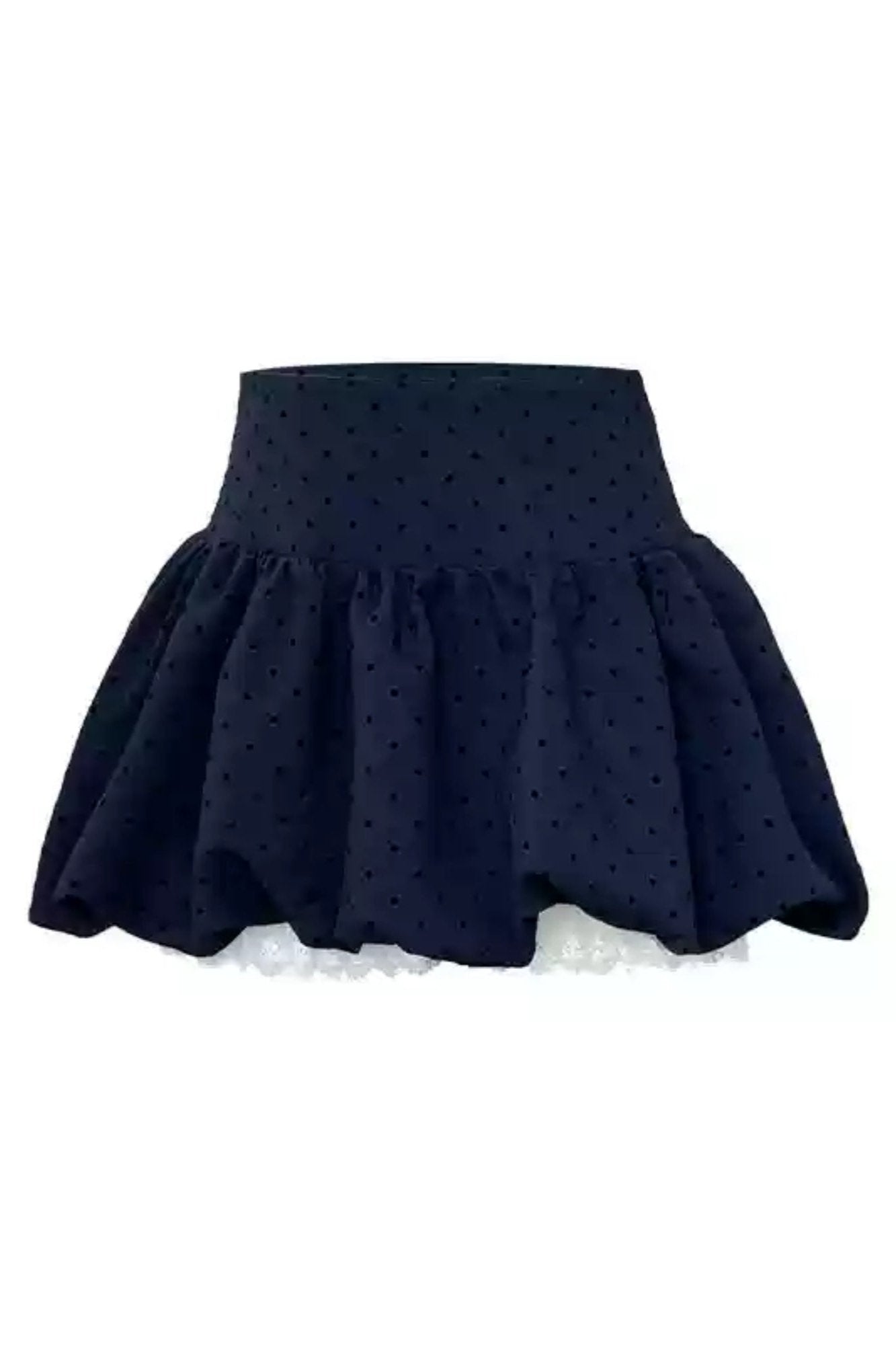 Waist Cinched Navy Polka Dot Skirt Set-UP