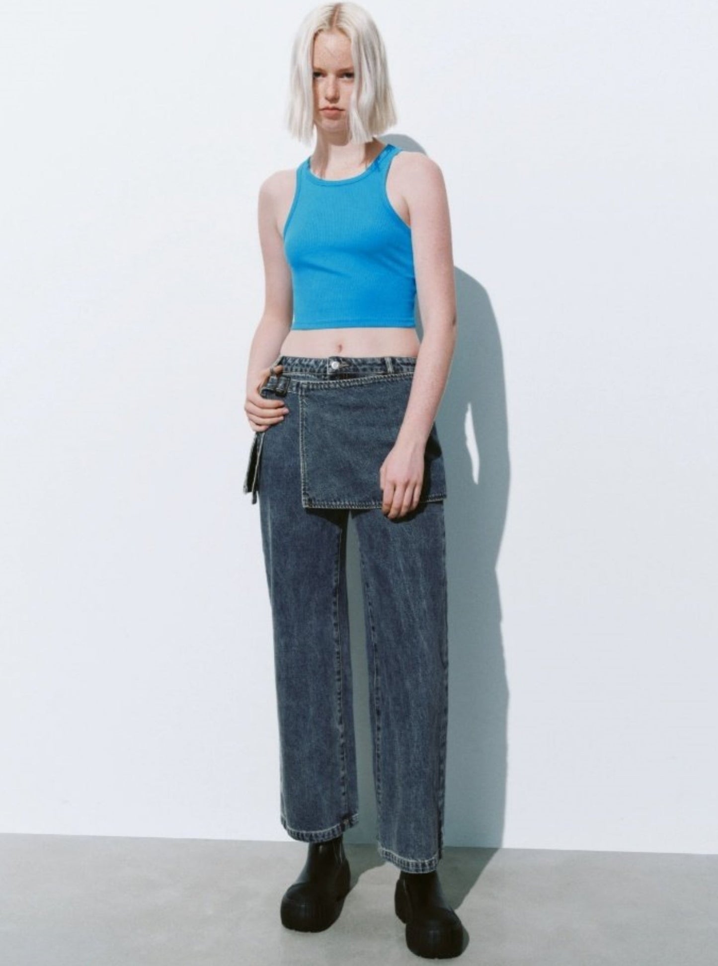 Patchwork Detachable Straight Denim Pants