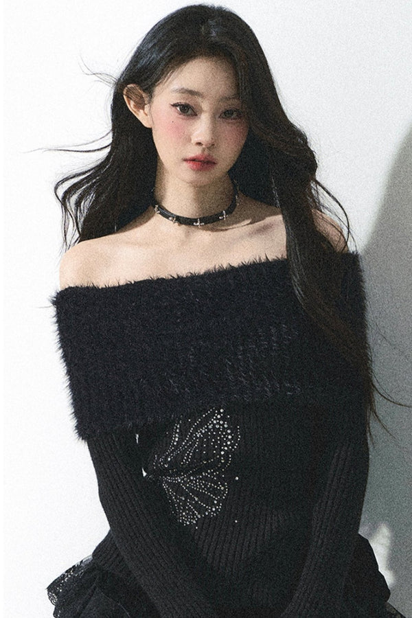 Sapporo Ein-Schulter Strickpullover 