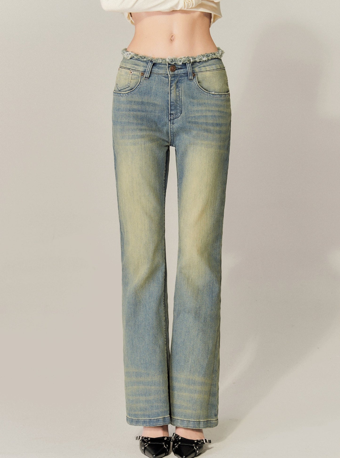 American retro washed flared jeans