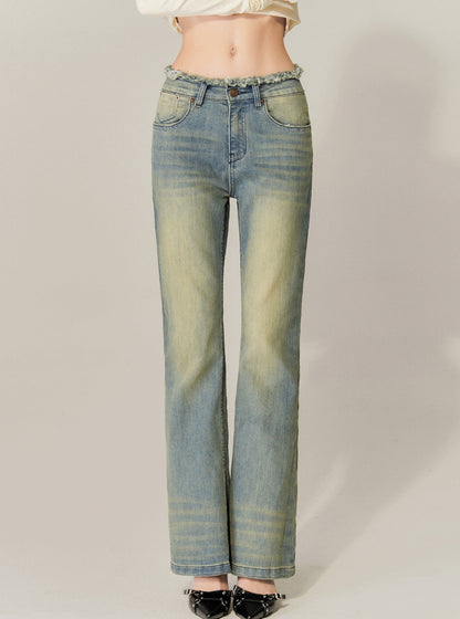 American retro washed flared jeans