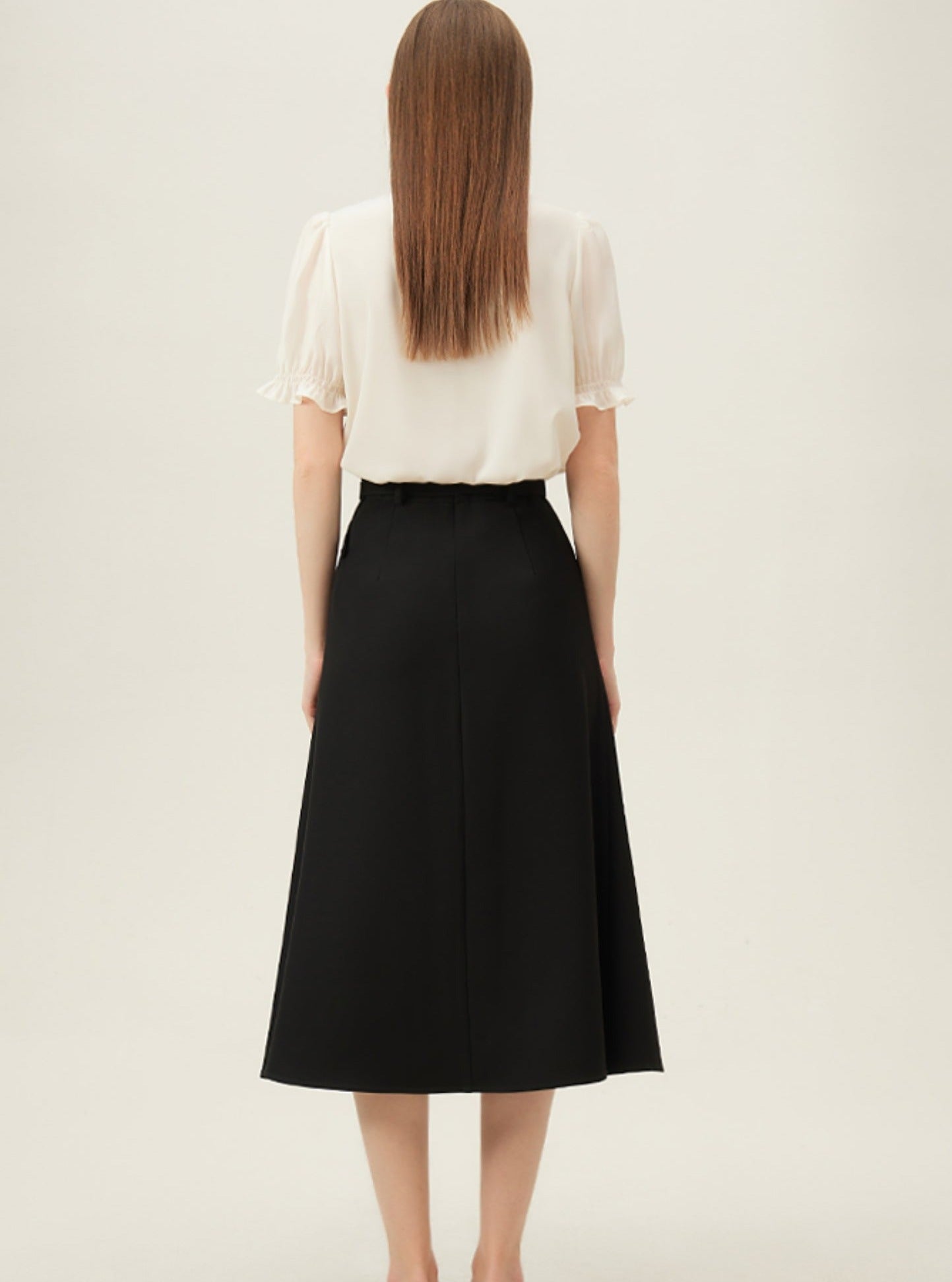 High Waist Commuter A-line Slit Skirt