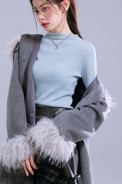 Twisted Wave Collar Wool Base Layer Top