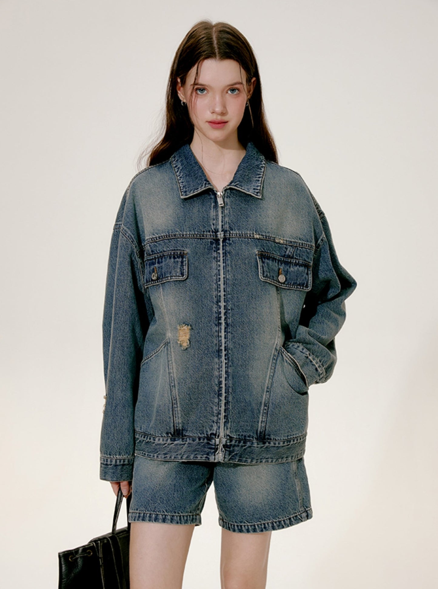 Zerrissene Vintage-Denim-Jacke