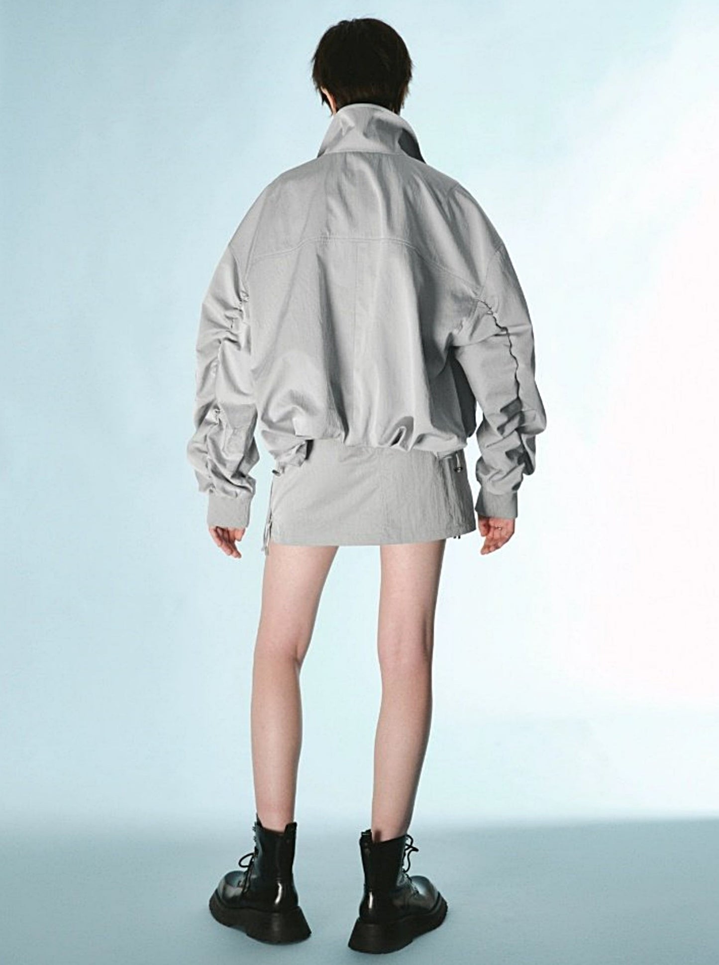 Double Zipper Drawstring Super Loose Jacket