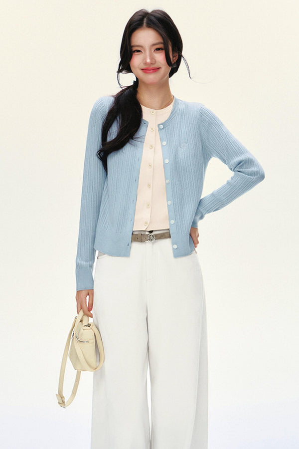 Double-Layer Slim Knit Cardigan