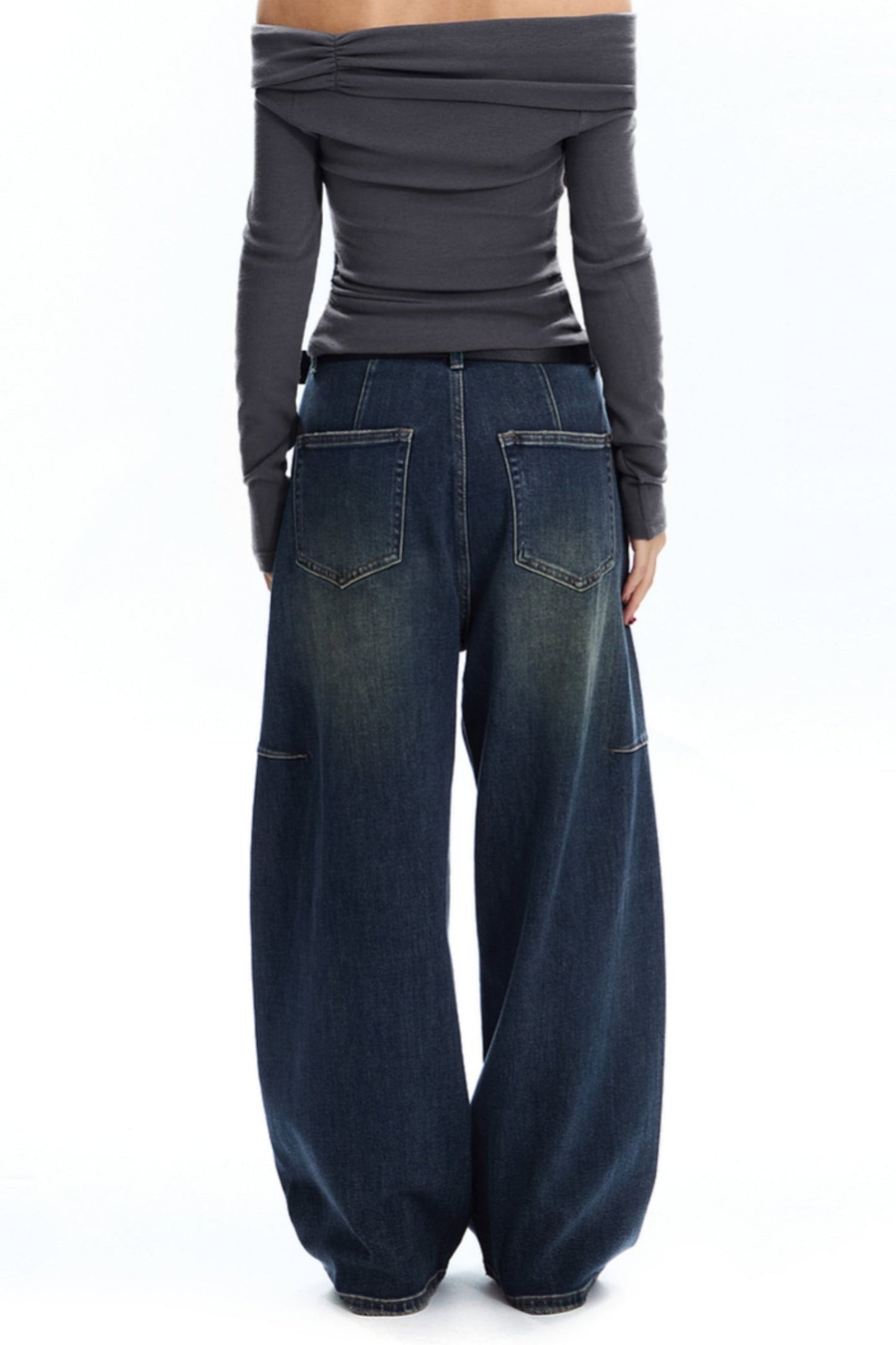 [New on September 19] APEA American Vintage Dark Blue Jeans Women's Belt Loose Bloomer Pants