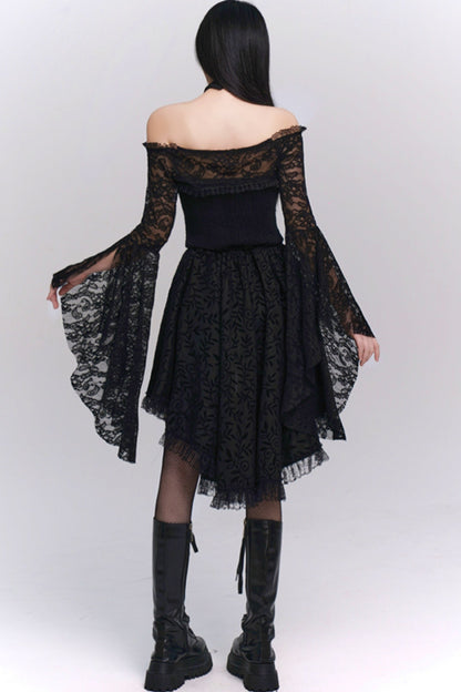 Halloween Party Black Bandeau Dress Set-UP