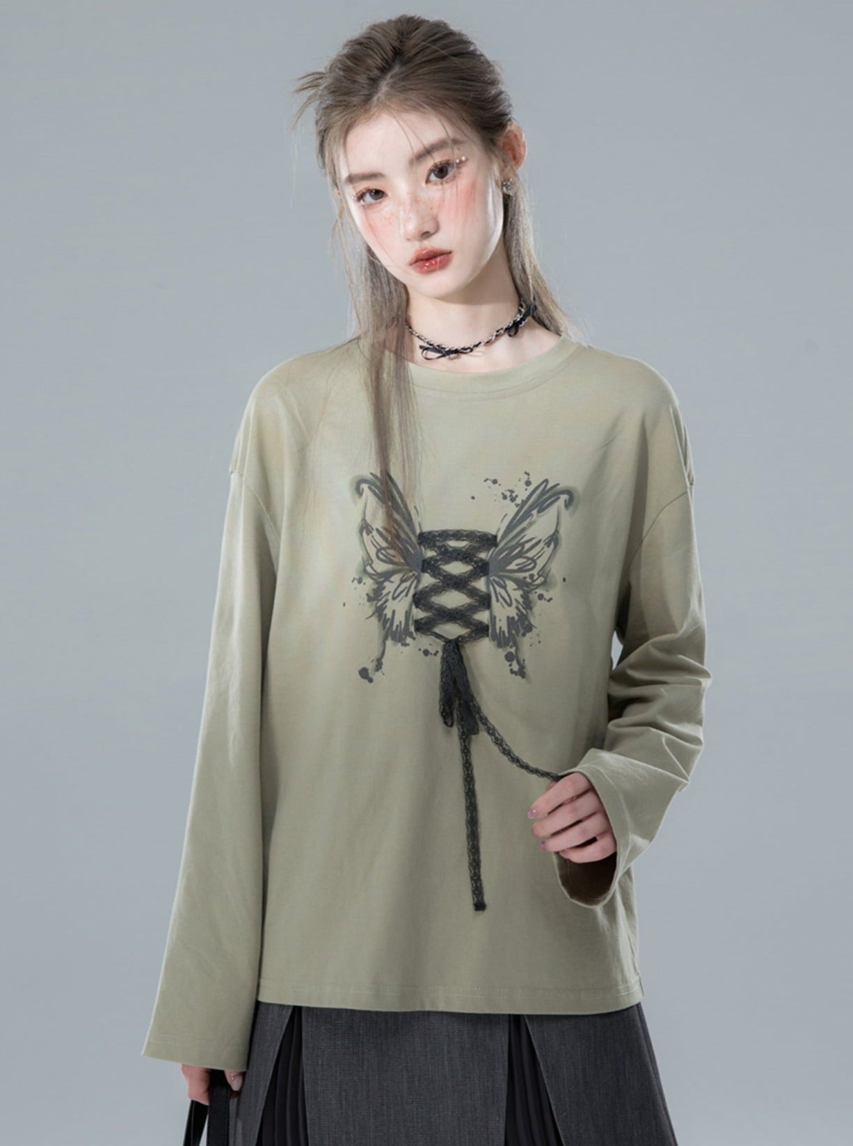 Green Butterfly Lace T-Shirt