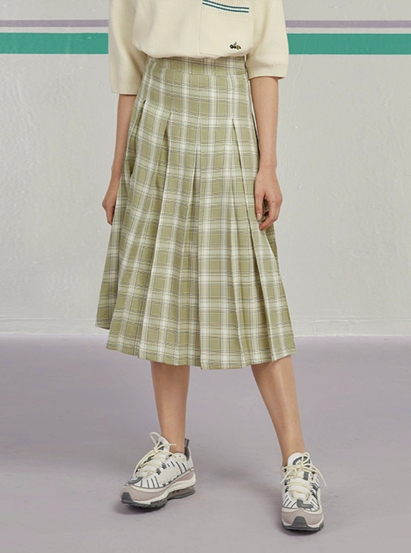 High Waist A-Line Student Skirt