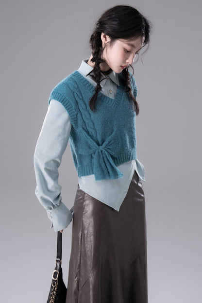 Berlin Blues Wool Bow Vest