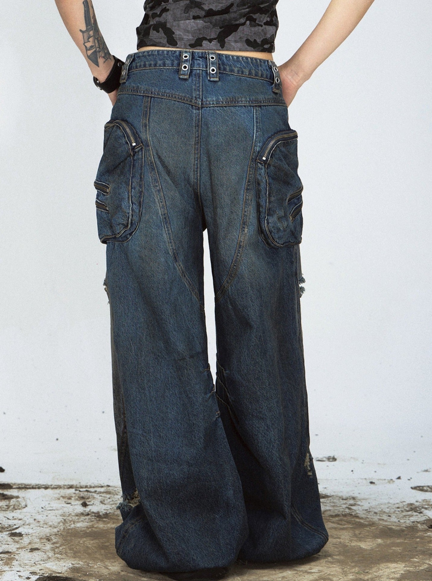 Large Pocket Vintage Wide Pants