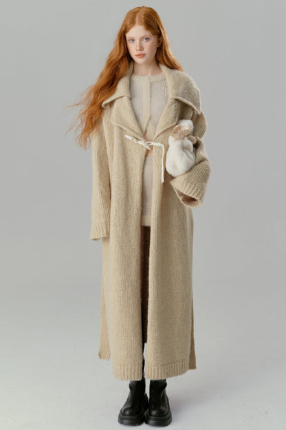 Wool Lapel Long Cardigan Jacket