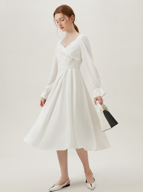 White Kink Long-Sleeve Dress