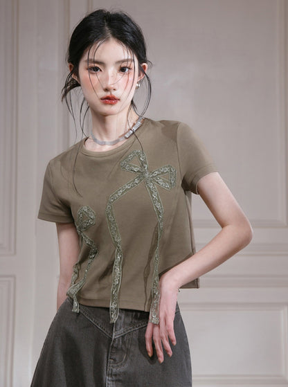 Muchuan Apricot Schleife T-Shirt