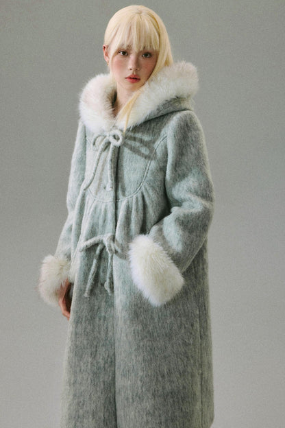 Wool Water Ripple Cape Coat