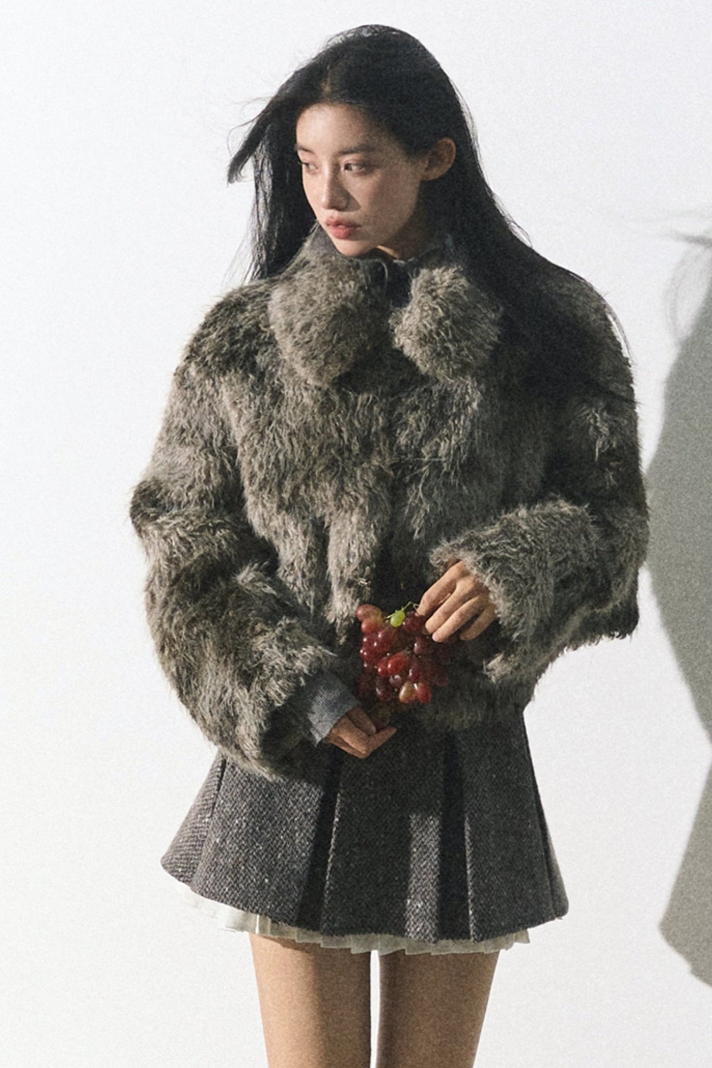 Moss Traces Distressed Fur Crop COAT