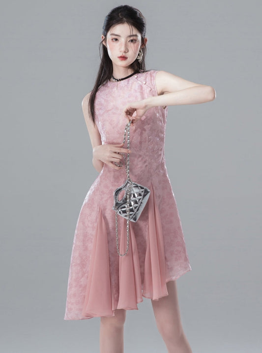 Streamer Pink Butterfly Patchwork Dress