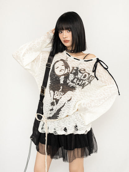 Cool Design Cut-Out Knit Top