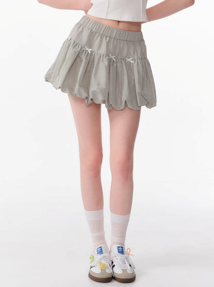 Gray Elastic Waist Skirt