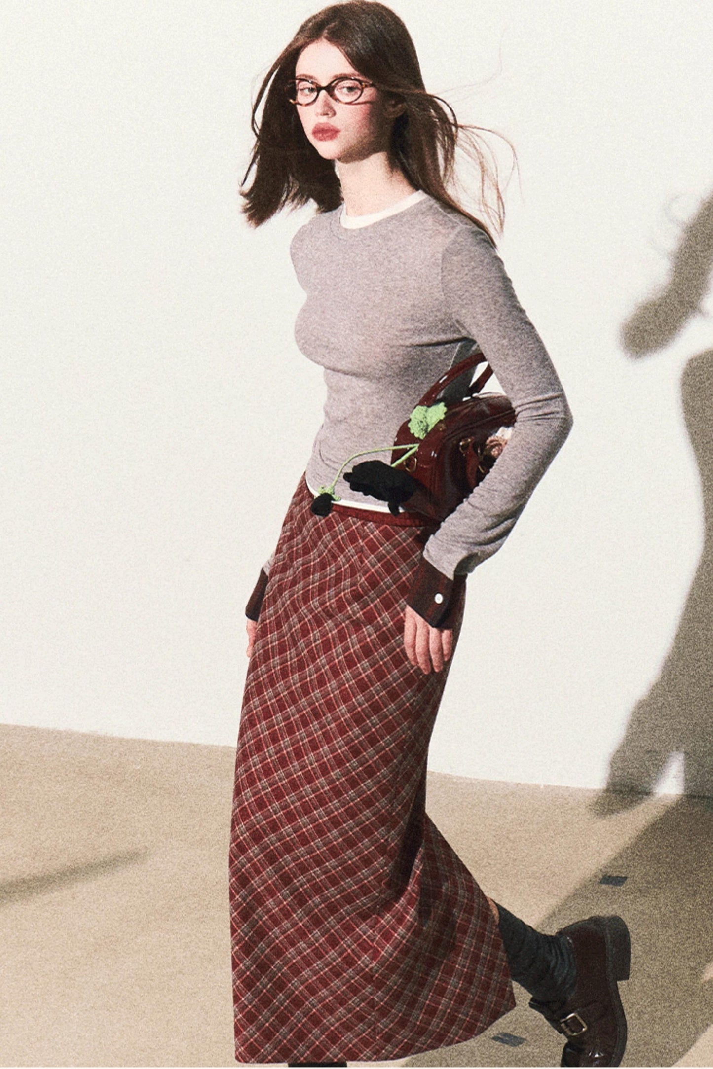 Retro Split Long Skirt