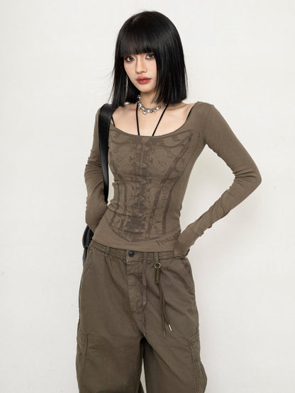 Thin Spring Cinch-Waist Shirt