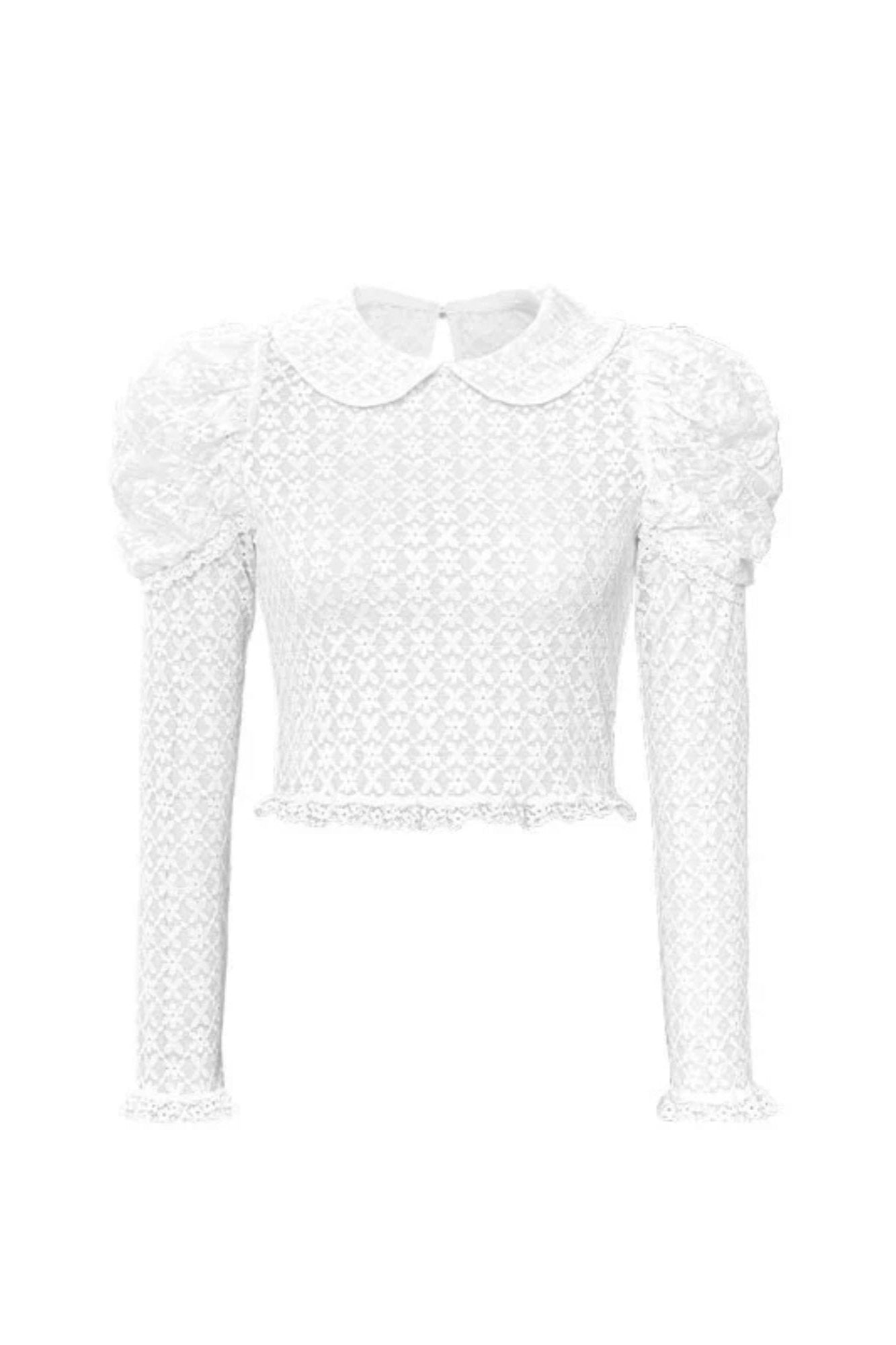 Lace Puff Sleeve Sheer Layer Top