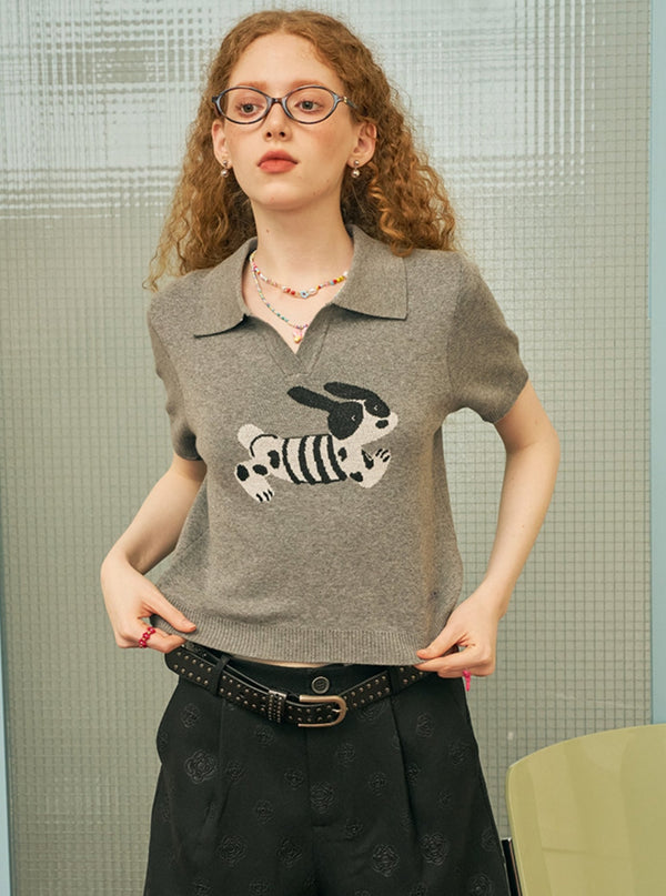 Lapel Cotton Short-Sleeved Top