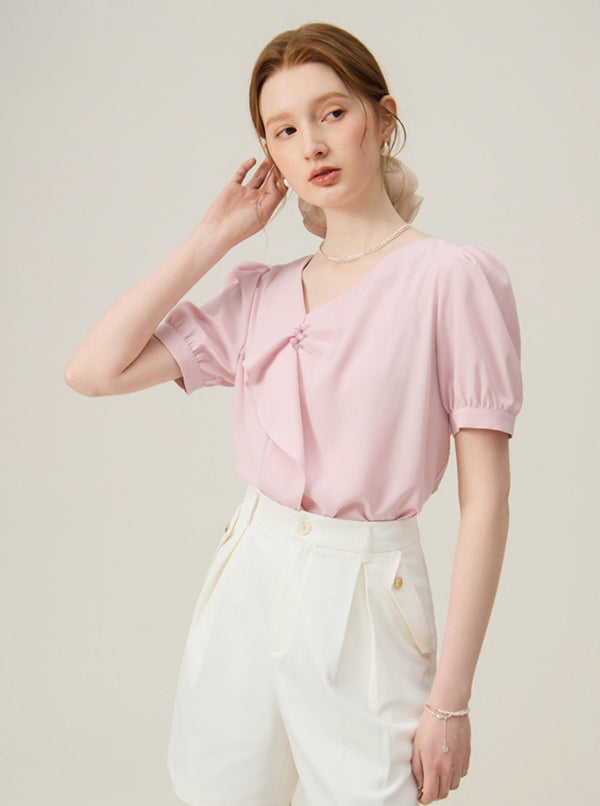 French Ruffle V-Neck Shirt