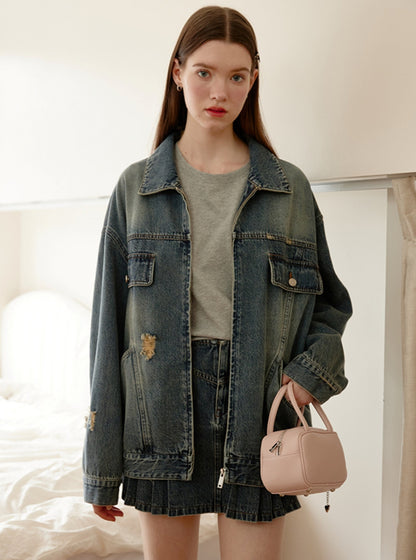 Zerrissene Vintage-Denim-Jacke