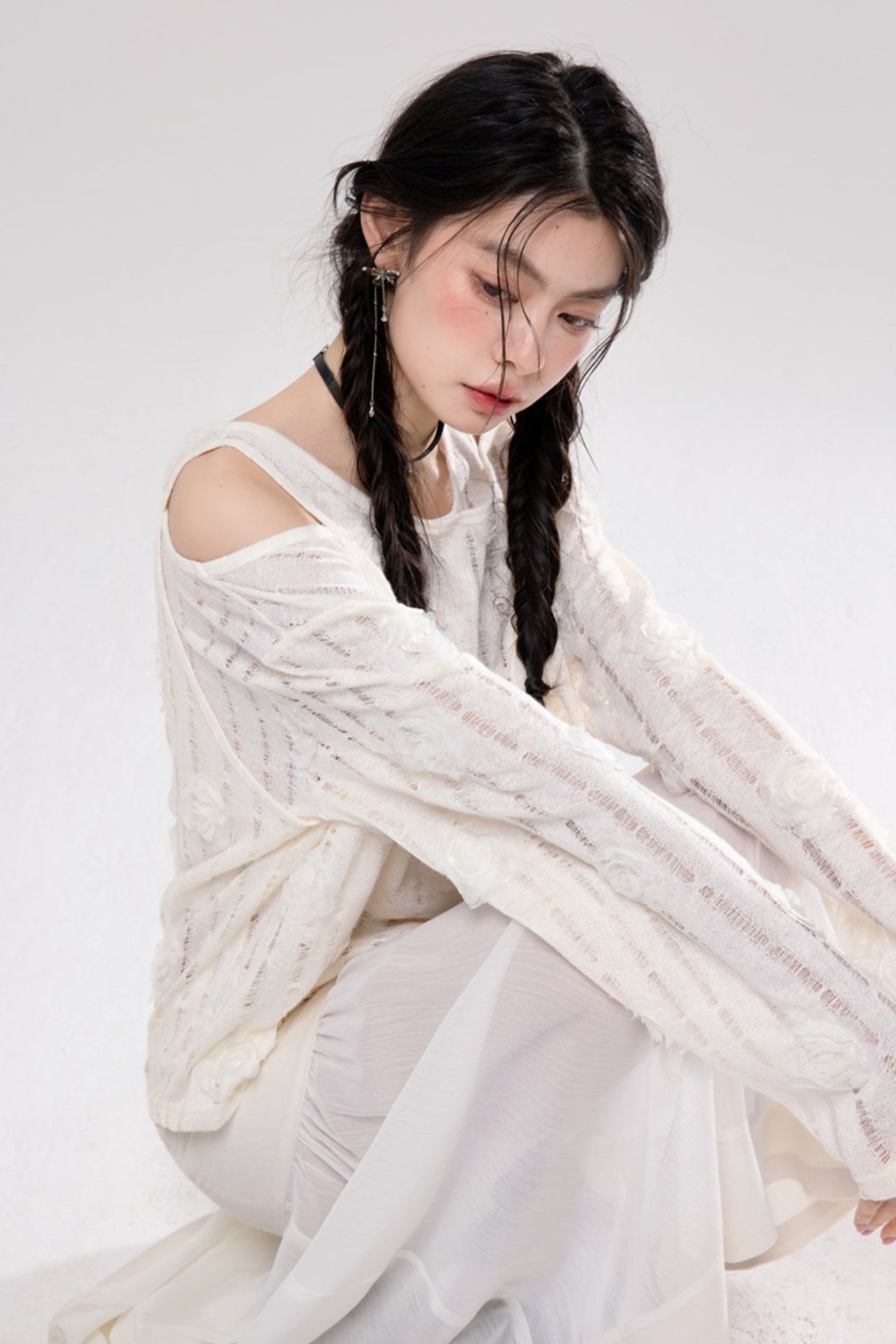 Sheer Patchwork Half Skirt