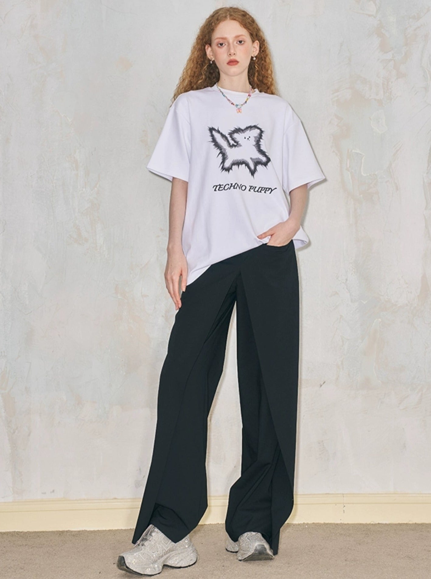 Deconstructed Wide Leg Pants