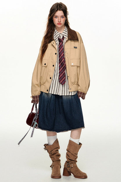 American Plaid Panelled Jacket