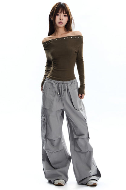 Drawstring Pocket Cargo Pants