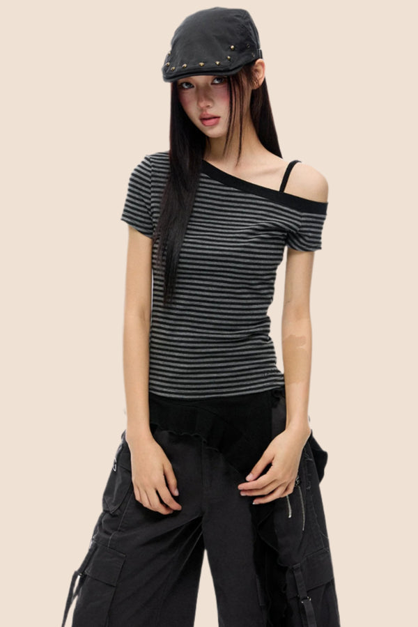 Lazy Striped Short Sleeve T-Shirt