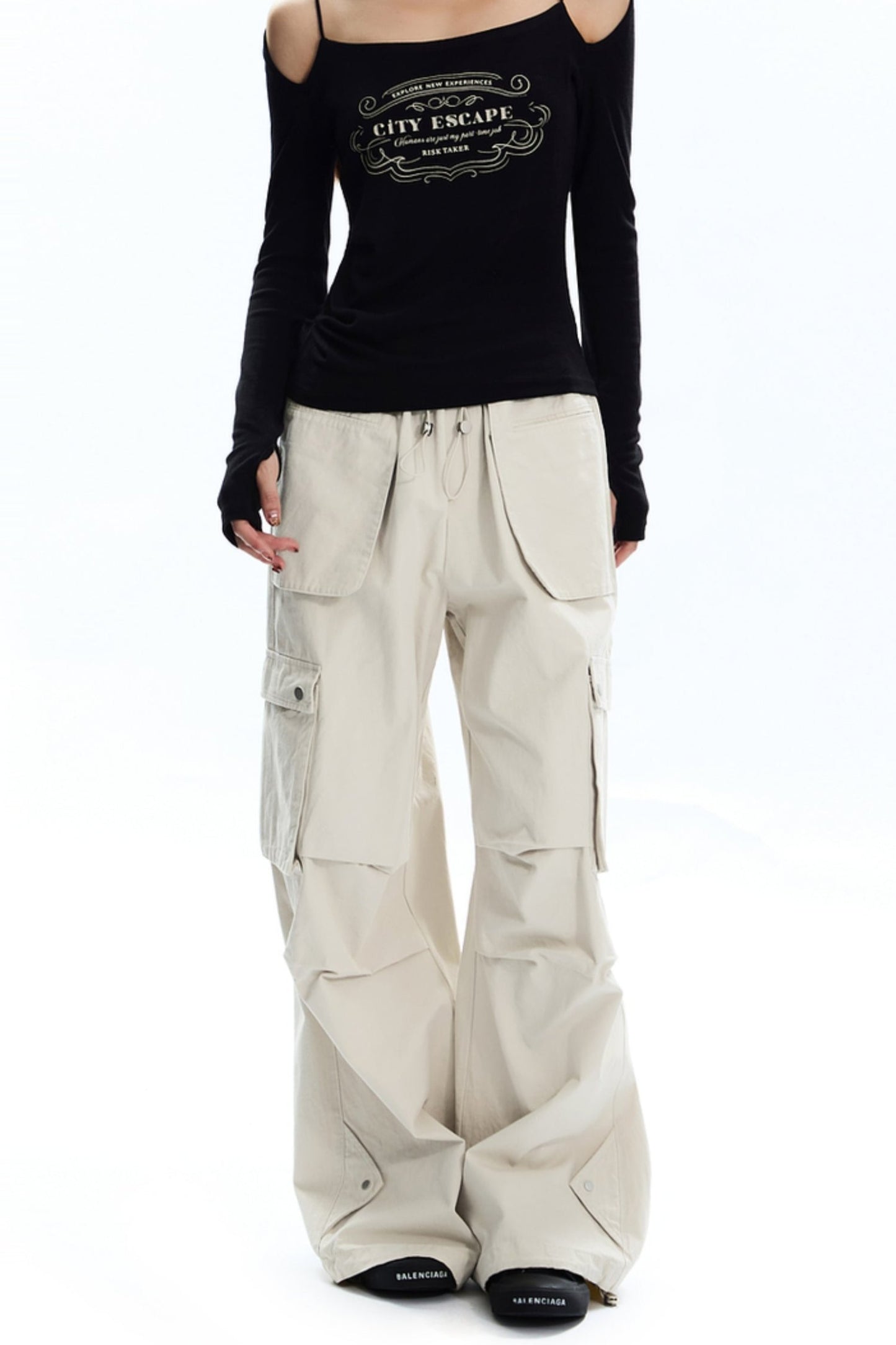 [New on September 19] APEA2024 Fall/Winter design sense niche drawstring pocket cargo pants street high street