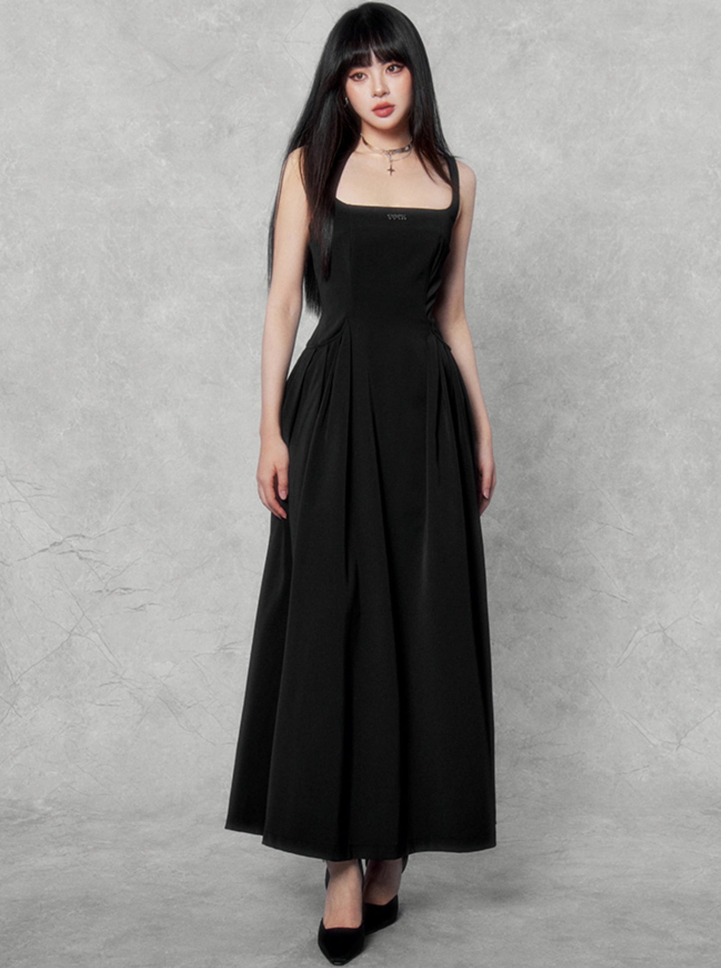 Hepburn Square Neck Waist Dress