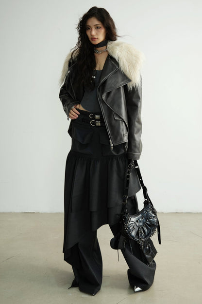 Dark Retro Rock Long FURLAR JACKET