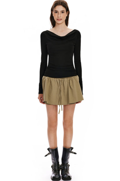 Elastic Waist Drawstring Puffy Skirts